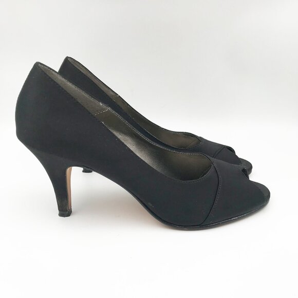 KENNETH COLE Reaction I'm Rich Black Peep Toe Stiletto High Heels Womens 8.5 - Picture 4 of 11